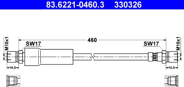 ATE 83.6221-0460.3 - Тормозной шланг autospares.lv