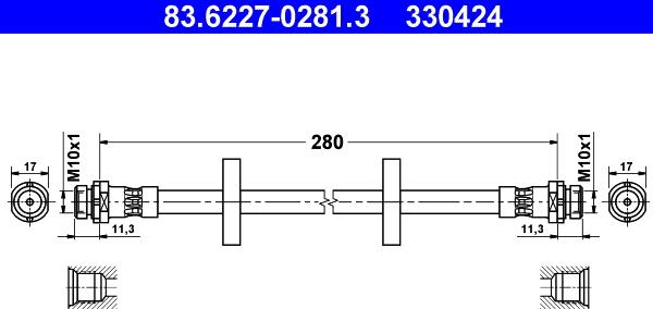 ATE 83.6227-0281.3 - Тормозной шланг autospares.lv