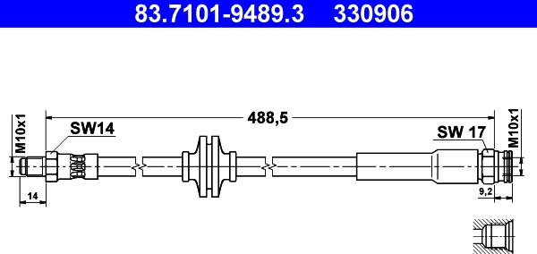 ATE 83.7101-9489.3 - Тормозной шланг autospares.lv