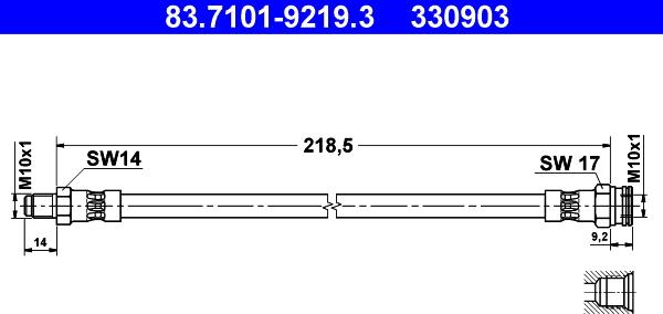 ATE 83.7101-9219.3 - Тормозной шланг autospares.lv