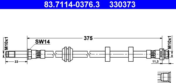 ATE 83.7114-0376.3 - Тормозной шланг autospares.lv