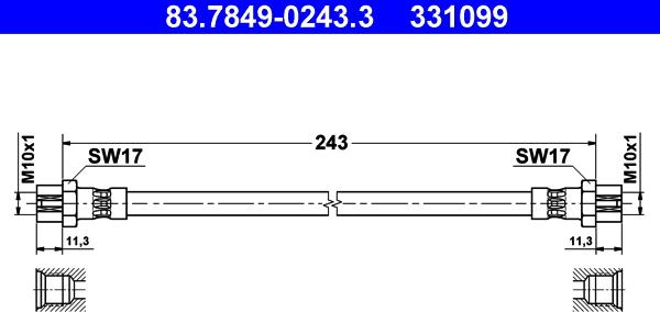 ATE 83.7849-0243.3 - Тормозной шланг autospares.lv