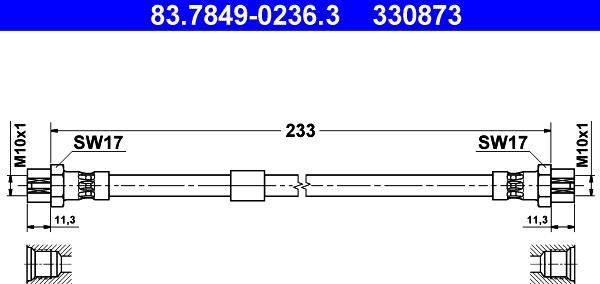 ATE 83.7849-0236.3 - Тормозной шланг autospares.lv