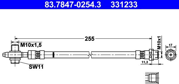 ATE 83.7847-0254.3 - Тормозной шланг autospares.lv