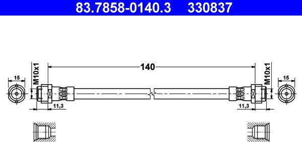 ATE 83.7858-0140.3 - Тормозной шланг autospares.lv