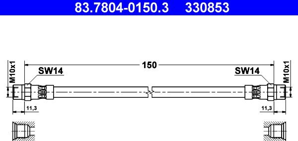 ATE 83.7804-0150.3 - Тормозной шланг autospares.lv