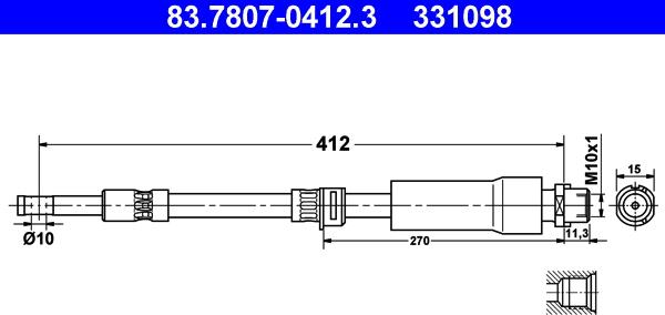 ATE 83.7807-0412.3 - Тормозной шланг autospares.lv