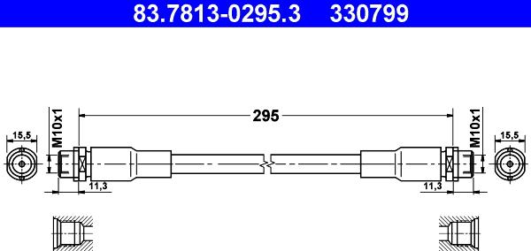 ATE 83.7813-0295.3 - Тормозной шланг autospares.lv