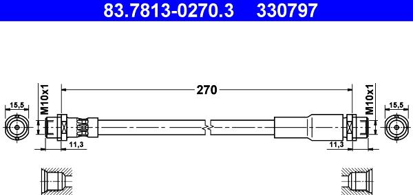 ATE 83.7813-0270.3 - Тормозной шланг autospares.lv