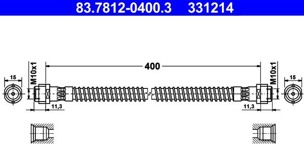 ATE 83.7812-0400.3 - Тормозной шланг autospares.lv