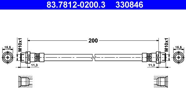 ATE 83.7812-0200.3 - Тормозной шланг autospares.lv