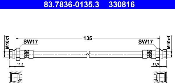 ATE 83.7836-0135.3 - Тормозной шланг autospares.lv