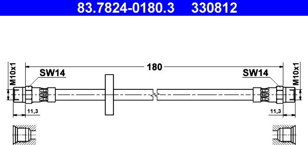 ATE 83.7824-0180.3 - Тормозной шланг autospares.lv