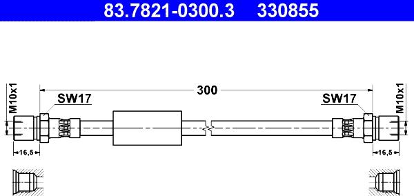 ATE 83.7821-0300.3 - Тормозной шланг autospares.lv