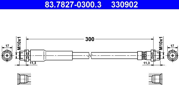 ATE 83.7827-0300.3 - Тормозной шланг autospares.lv