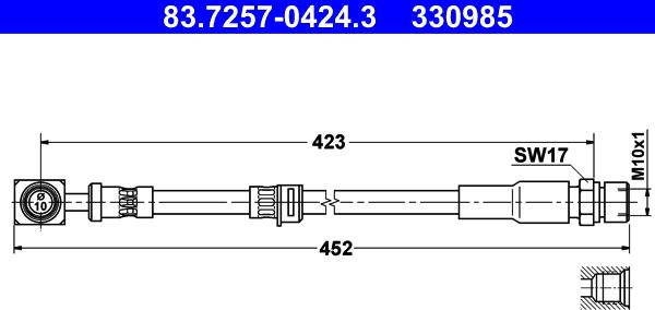 ATE 83.7257-0424.3 - Тормозной шланг autospares.lv