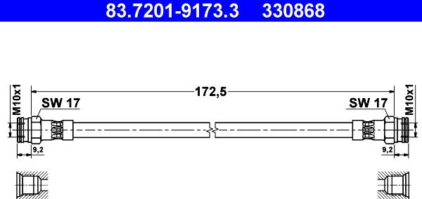 ATE 83.7201-9173.3 - Тормозной шланг autospares.lv