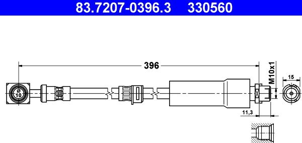 ATE 83.7207-0396.3 - Тормозной шланг autospares.lv