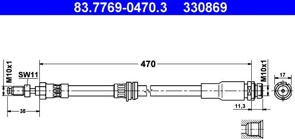 ATE 83.7769-0470.3 - Тормозной шланг autospares.lv