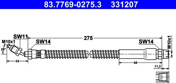 ATE 83.7769-0275.3 - Тормозной шланг autospares.lv