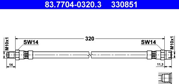 ATE 83.7704-0320.3 - Тормозной шланг autospares.lv