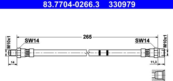 ATE 83.7704-0266.3 - Тормозной шланг autospares.lv