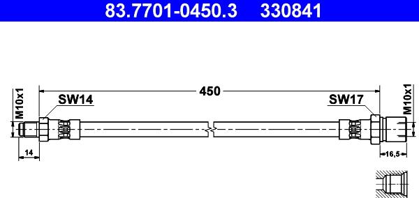 ATE 83.7701-0450.3 - Тормозной шланг autospares.lv