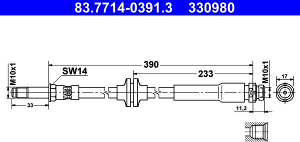 ATE 83.7714-0391.3 - Тормозной шланг autospares.lv