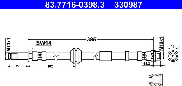 ATE 83.7716-0398.3 - Тормозной шланг autospares.lv