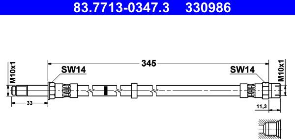 ATE 83.7713-0347.3 - Тормозной шланг autospares.lv