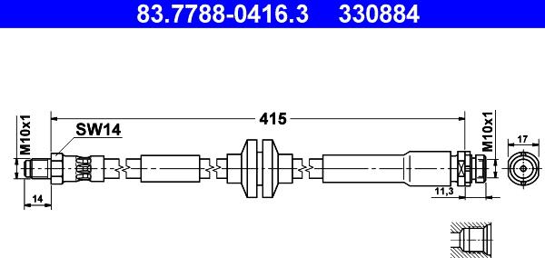 ATE 83.7788-0416.3 - Тормозной шланг autospares.lv