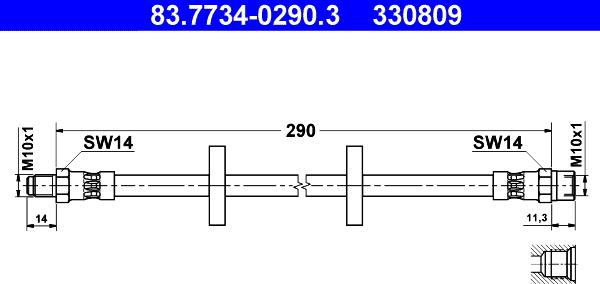 ATE 83.7734-0290.3 - Тормозной шланг autospares.lv