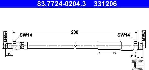 ATE 83.7724-0204.3 - Тормозной шланг autospares.lv