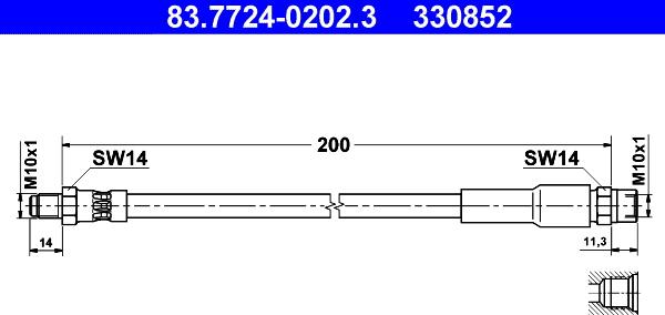 ATE 83.7724-0202.3 - Тормозной шланг autospares.lv