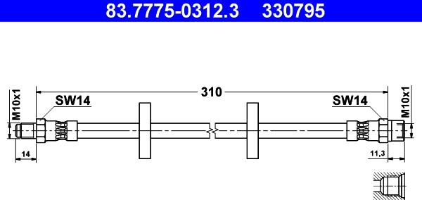 ATE 83.7775-0312.3 - Тормозной шланг autospares.lv