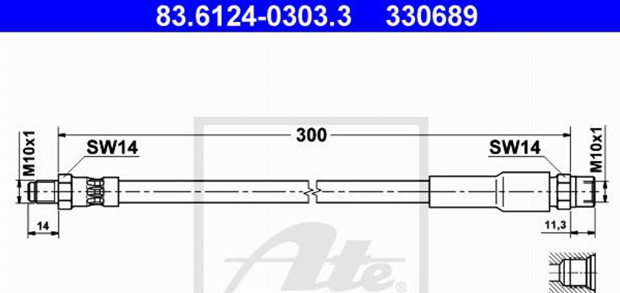 ATE 330689 - Тормозной шланг autospares.lv