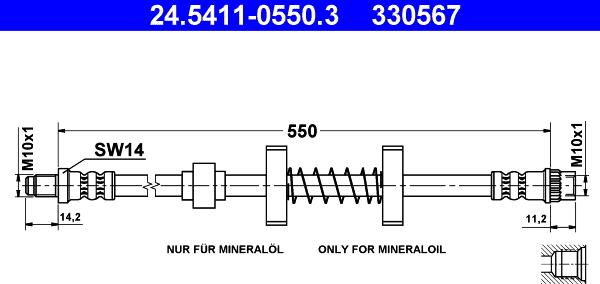 ATE 24.5411-0550.3 - Тормозной шланг autospares.lv