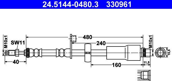 ATE 24.5144-0480.3 - Тормозной шланг autospares.lv