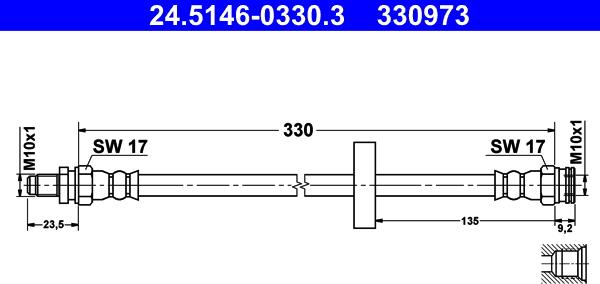 ATE 24.5146-0330.3 - Тормозной шланг autospares.lv