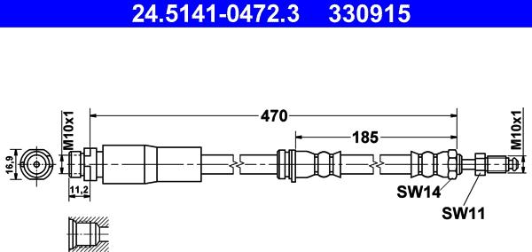 ATE 24.5141-0472.3 - Тормозной шланг autospares.lv