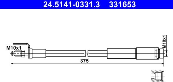 ATE 24.5141-0331.3 - Тормозной шланг autospares.lv