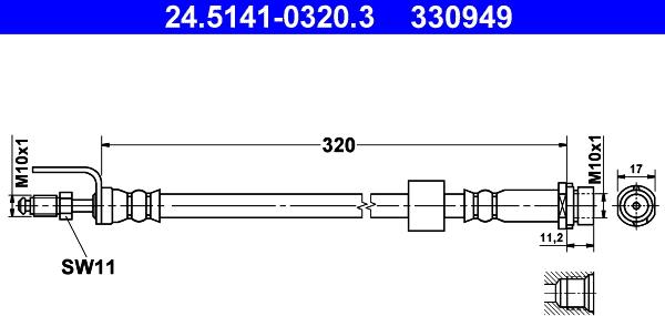 ATE 24.5141-0320.3 - Тормозной шланг autospares.lv