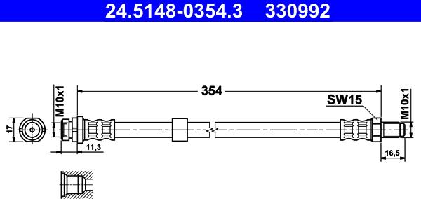 ATE 24.5148-0354.3 - Тормозной шланг autospares.lv