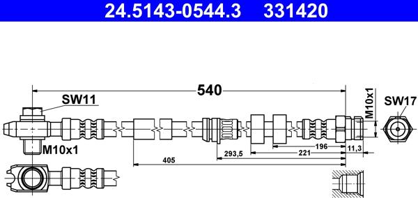 ATE 24.5143-0544.3 - Тормозной шланг autospares.lv