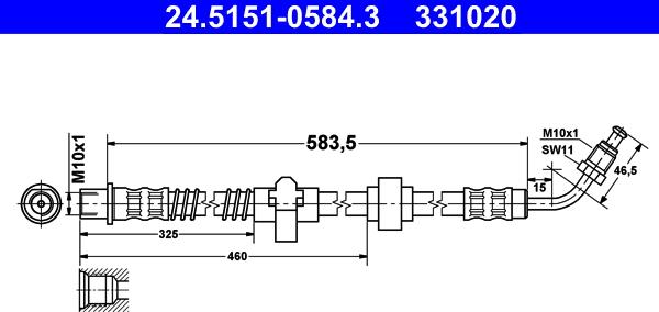 ATE 24.5151-0584.3 - Тормозной шланг autospares.lv