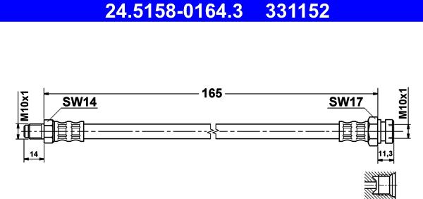 ATE 24.5158-0164.3 - Тормозной шланг autospares.lv