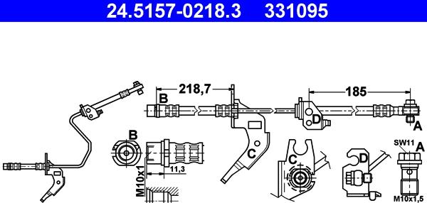 ATE 24.5157-0218.3 - Тормозной шланг autospares.lv