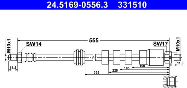 ATE 24.5169-0556.3 - Тормозной шланг autospares.lv