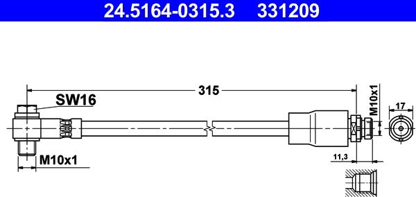 ATE 24.5164-0315.3 - Тормозной шланг autospares.lv