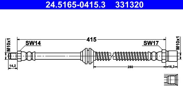 ATE 24.5165-0415.3 - Тормозной шланг autospares.lv